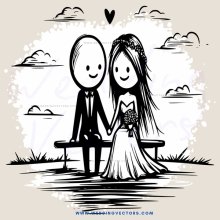 a couple in love sitting on a bench
