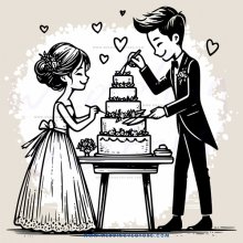couple cutting wedding cake
