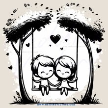 couple sitting on a bench under trees