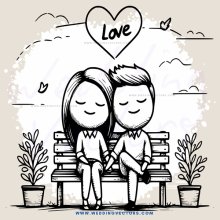 love between two people sitting on a bench