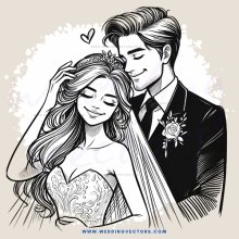a wedding couple hugging