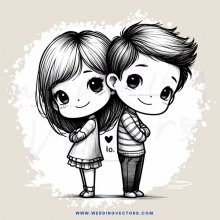 cute cartoon couple sitting next to each other