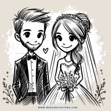 a bride and groom standing next to each other