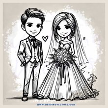 a wedding illustration in black and white