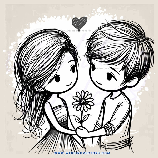 boy and girl holding flower