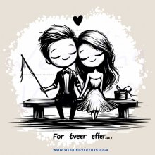 romantic couple on bench with fishing pole and gifts