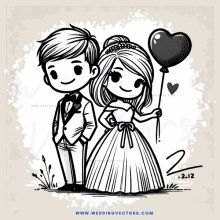 the love story includes wedding couple and heart