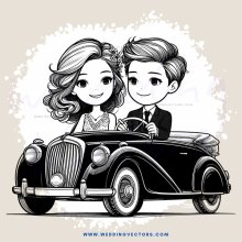 a couple in a vintage car