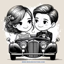 an old car with two smiling people in it