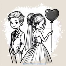 a couple with hearts and balloons
