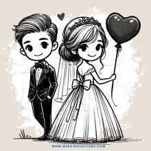 a bride and groom in black and white