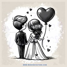a couple with a balloon and flowers