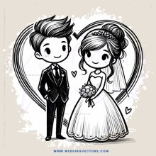 a bride and groom in black and white