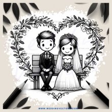 wedding couple posing on bench