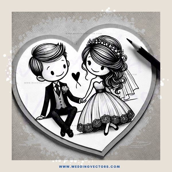 wedding couple flip book drawing