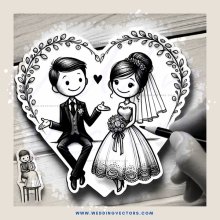 heart clip art for wedding bride and groom