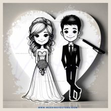 a couple in white and black line art