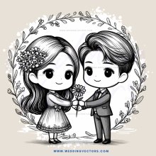 two people with flowers on their head