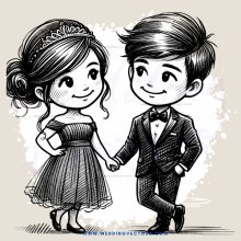 a boy and girl holding hands