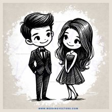 cartoon wedding proposal standing couple