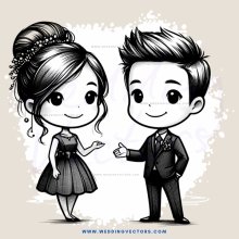 boy and girl cartoon posing together
