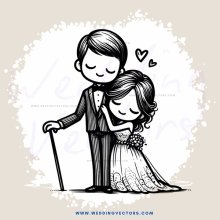 a man and woman in wedding attire