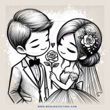 a boy and girl with roses