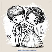 a boy and girl holding flowers