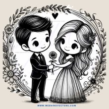 a young couple with flowers and an "i" heart