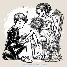 a couple exchanging rings and shoes