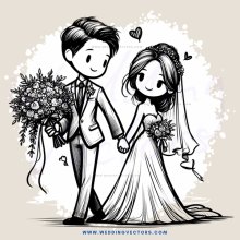 the newlyweds are holding flowers
