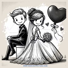 a bride and groom sitting on a bench