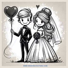 black and white cartoon picture of couple