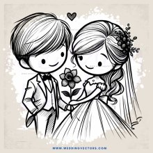 a bride and groom holding each other in front of a flower