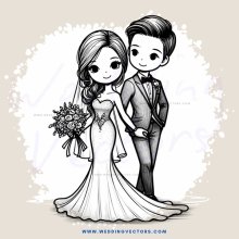 wedding bride and groom cartoon
