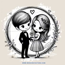 wedding portrait in flower decoration