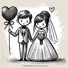 a bride and groom with balloons