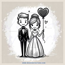 wedding picture of man and woman with balloon