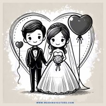 a couple holding heart balloons