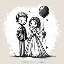 wedding bride and groom cartoon