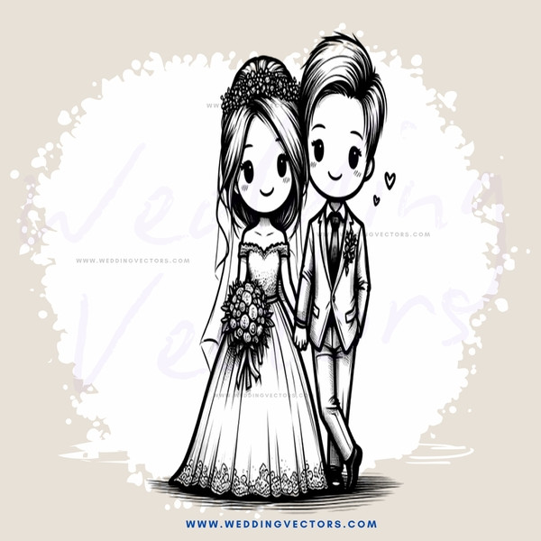 a bride and groom's photo op in black and white
