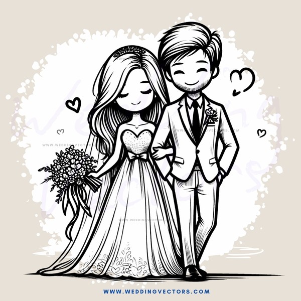 a man and woman on their wedding day