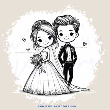 the bride and groom with some flowers
