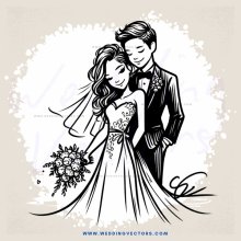 a bride and groom's kiss
