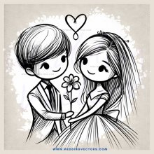 a boy and girl holding a flower