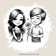 a cartoon drawing of two people
