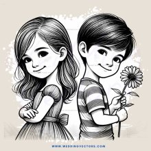 boy and girl holding daisy flower