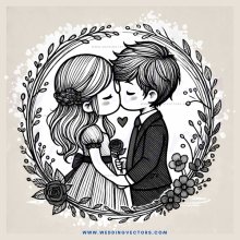 lovers kissing in a rosary design