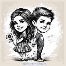 boy and girl smile at each other with flowers in hands