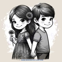 a boy and girl holding hands